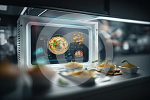 The arrival of FoodTech, innovation and digitalisation in the food industry, background, illustration, generative ai