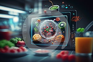 The arrival of FoodTech, innovation and digitalisation in the food industry, background, illustration, generative ai