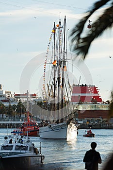 Arrival of the Magi to Barcelona port by boat