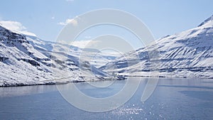 Arrival Seydisfjordur in the snow