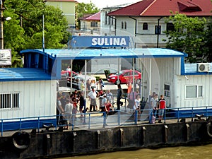 The arrival of the ship in the harbor of Sulina.