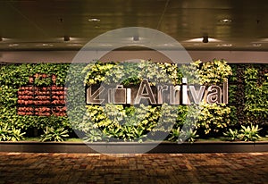 Arrival sign at Changi Airport Singapore