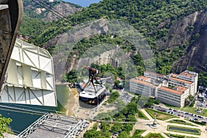 Arrival of the Sugar Loaf cable car to its first station