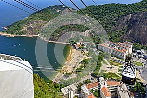 Arrival of the Sugar Loaf hill cable car to its first station