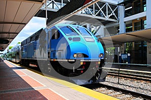 Arrival of train in station in perspective view, Florida