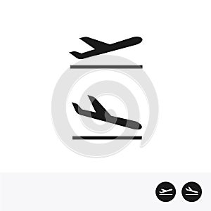 Arrivals and departure plane icons. photo