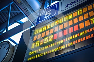 Arrivals and departures information board Europe