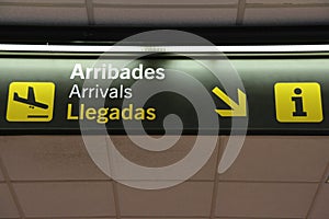 Arrivals sign