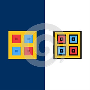 Arrived, Boxes, Delivery, Logistic, Shipping  Icons. Flat and Line Filled Icon Set Vector Blue Background