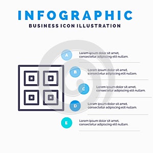 Arrived, Boxes, Delivery, Logistic, Shipping Line icon with 5 steps presentation infographics Background