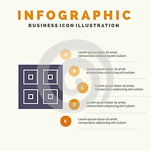 Arrived, Boxes, Delivery, Logistic, Shipping Solid Icon Infographics 5 Steps Presentation Background