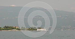 Arriving ferry to the port of Toscolano-Maderno