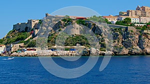 arriving at the Isole Tremiti islands in Apulia, Italy, by boat