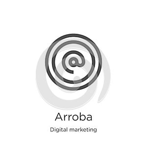 arroba icon vector from digital marketing collection. Thin line arroba outline icon vector illustration. Outline, thin line arroba photo