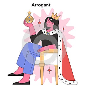 Arrogant Personality depiction. Flat vector