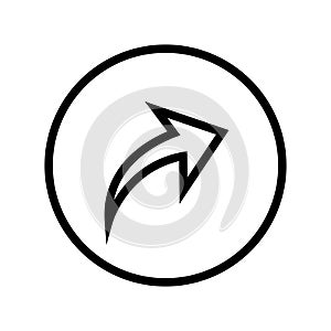 editable Reply or respond to message or chat arrow flat vector icon with black and white style