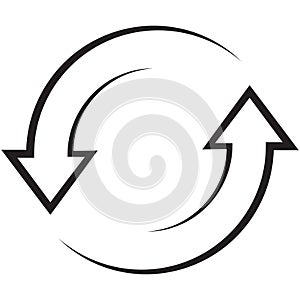 repeat arrow icon, roundabout symbol, arrow icon for using technology devices
