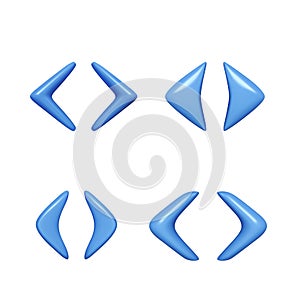 Arrow 3d button set. Arrow icon set blue color on white background. Isolated interface line symbol for app. Application sign