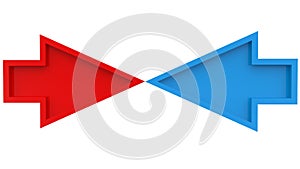 Arrow against arrow in blue and red