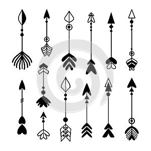 Arrow Archer Bow hand drawn icon set