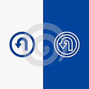 Arrow, Back, Navigation, Way Line and Glyph Solid icon Blue banner Line and Glyph Solid icon Blue banner