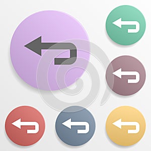 Arrow, backward badge color set icon. Simple glyph, flat vector of arrows icons for ui and ux, website or mobile application