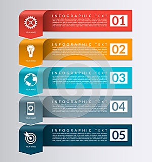 Arrow banner for business infographics. 5 steps design template