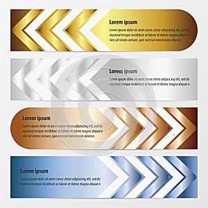 Arrow Banner Design gold, bronze, silver, blue color