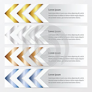 Arrow Banner Design gold, bronze, silver, blue color
