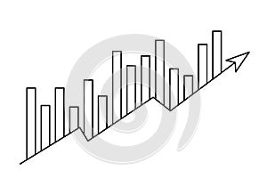 Arrow and bars growth icon