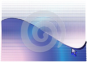 Arrow and blue abstract halftone background