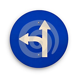 Arrow blue traffic sign, clipping path.