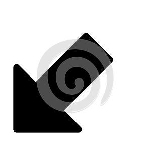 Arrow bottom direction down left move icon isolated on white background