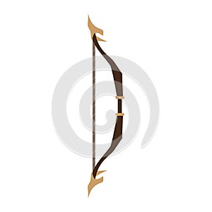 Arrow bow weapon archery vector illustration icon. Isolated element sign arrow bow ancient hunter art. Native tribal hand longbow