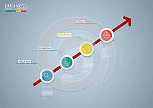 Arrow business concept infographic template. Can be used for workflow layout, diagram web design, infographics.