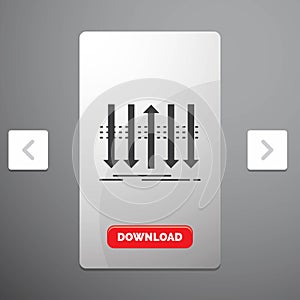 Arrow, business, distinction, forward, individuality Glyph Icon in Carousal Pagination Slider Design & Red Download Button