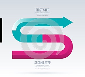 Arrow business layout with two steps in elegant corporate style.
