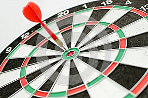 Arrow in the center of 25 points of a dart board