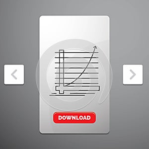 Arrow, chart, curve, experience, goal Line Icon in Carousal Pagination Slider Design & Red Download Button