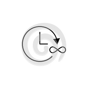 Arrow, circle, clock, infinity icon. Signs and symbols can be used for web, logo, mobile app, UI, UX