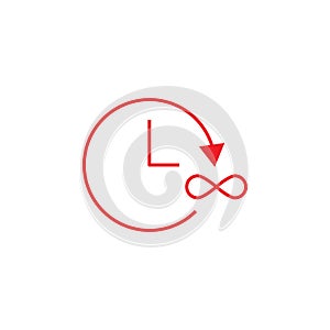 arrow, circle, clock, infinity icon. Signs and symbols can be used for web, logo, mobile app, UI, UX