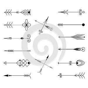 Arrow Clip art. Tribal Vintage Retro Arrows Set. Vector