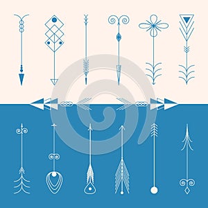 Arrow Clip art. Tribal Vintage Retro Arrows Set. Vector