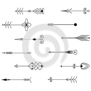 Arrow Clip art. Tribal Vintage Retro Arrows Set. Vector