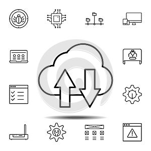arrow, cloud icon. Simple thin line, outline vector element of Web Design Development icons set for UI and UX, website or mobile