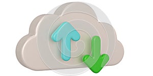 Arrow and cloud logo isolated on white background. 3D illustration