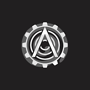 Arrow cog machine system geometric circle logo vector