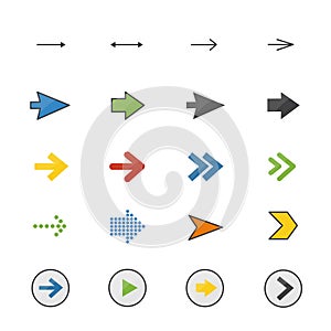 Arrow Color Icons Set Of Control Vector Illustration Style Colorful Flat Icon