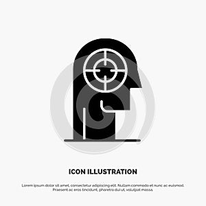 Arrow, Concentration, Focus, Head, Human solid Glyph Icon vector
