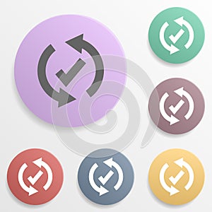 Arrow, confirm badge color set icon. Simple glyph, flat vector of arrows icons for ui and ux, website or mobile application